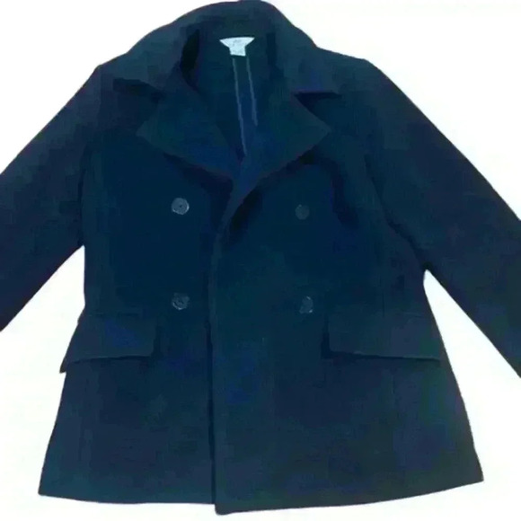 Brooks Brothers 346 Women’s Wool Peacoat Size Medium Black Heavy Double Breasted - Picture 2 of 7